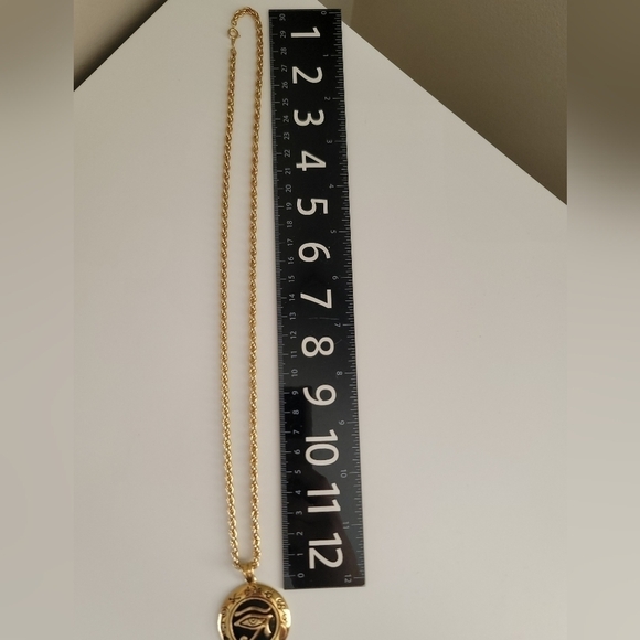 Eye of Horus Pendant Goldtone Necklace #589 - Picture 6 of 9